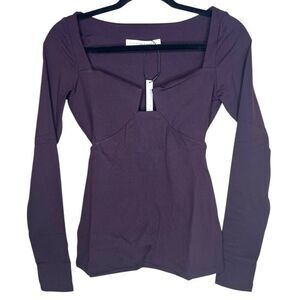 NEW Susana Monaco Angle Wire Long Sleeve Top Cabernet Purple L